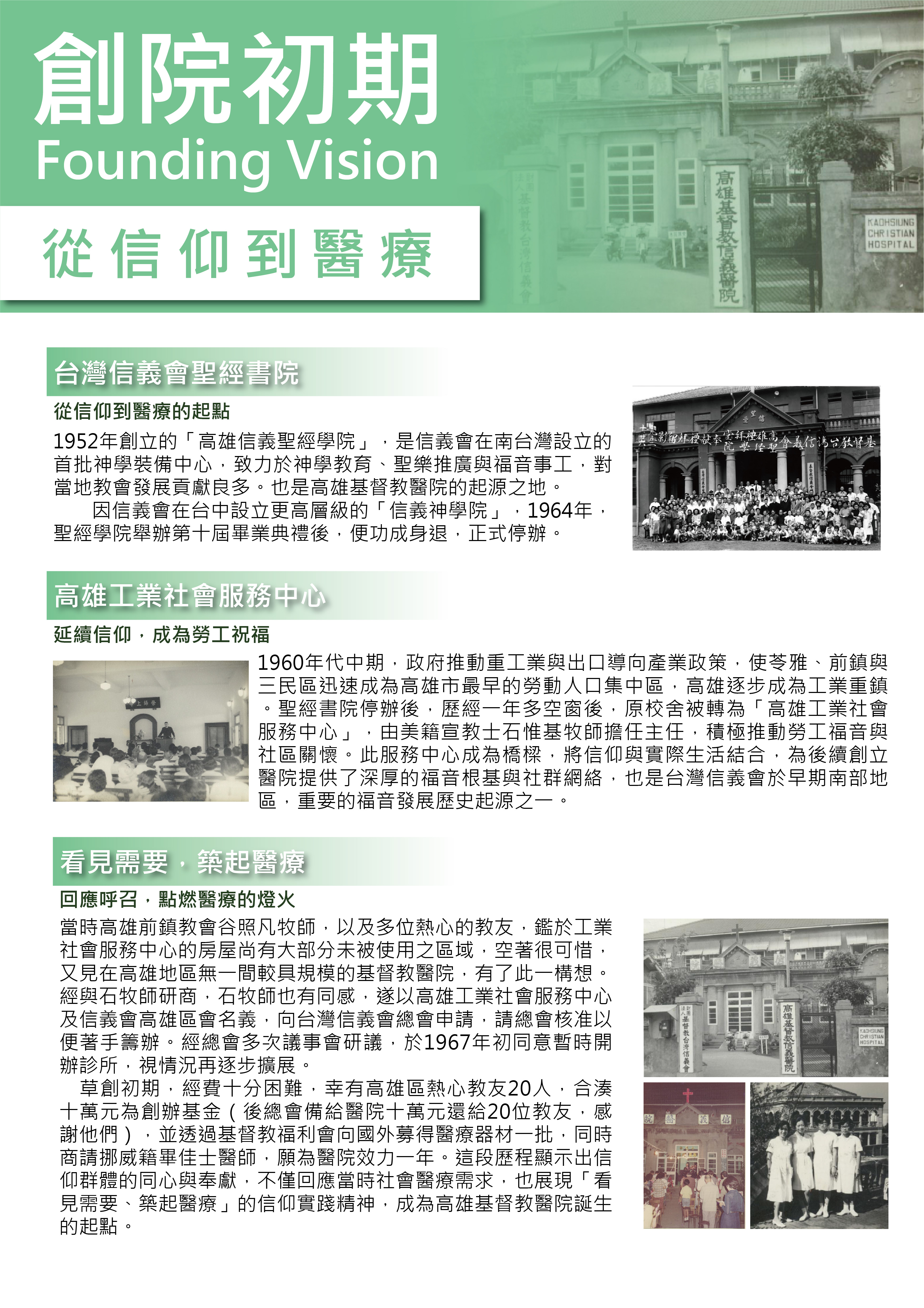 創院初期 從信仰到醫療